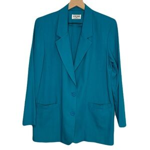 Vintage Alfred Dunner Double Button Blazer Lightweight Teal Oversized 12 USA